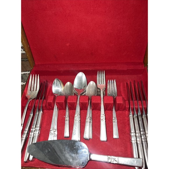 Vtg 1946 Oneida Community Morning Star Silver Plate Flatware Set 50 Pieces - Picture 13 of 16